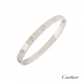 Cartier 18k White Gold Love Bracelet Size 18 B&P B6035418